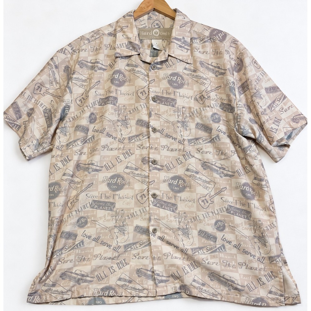 Vintage Hard Rock Cafe Honolulu Shirt Mens XL All Over Print Button Up Korea